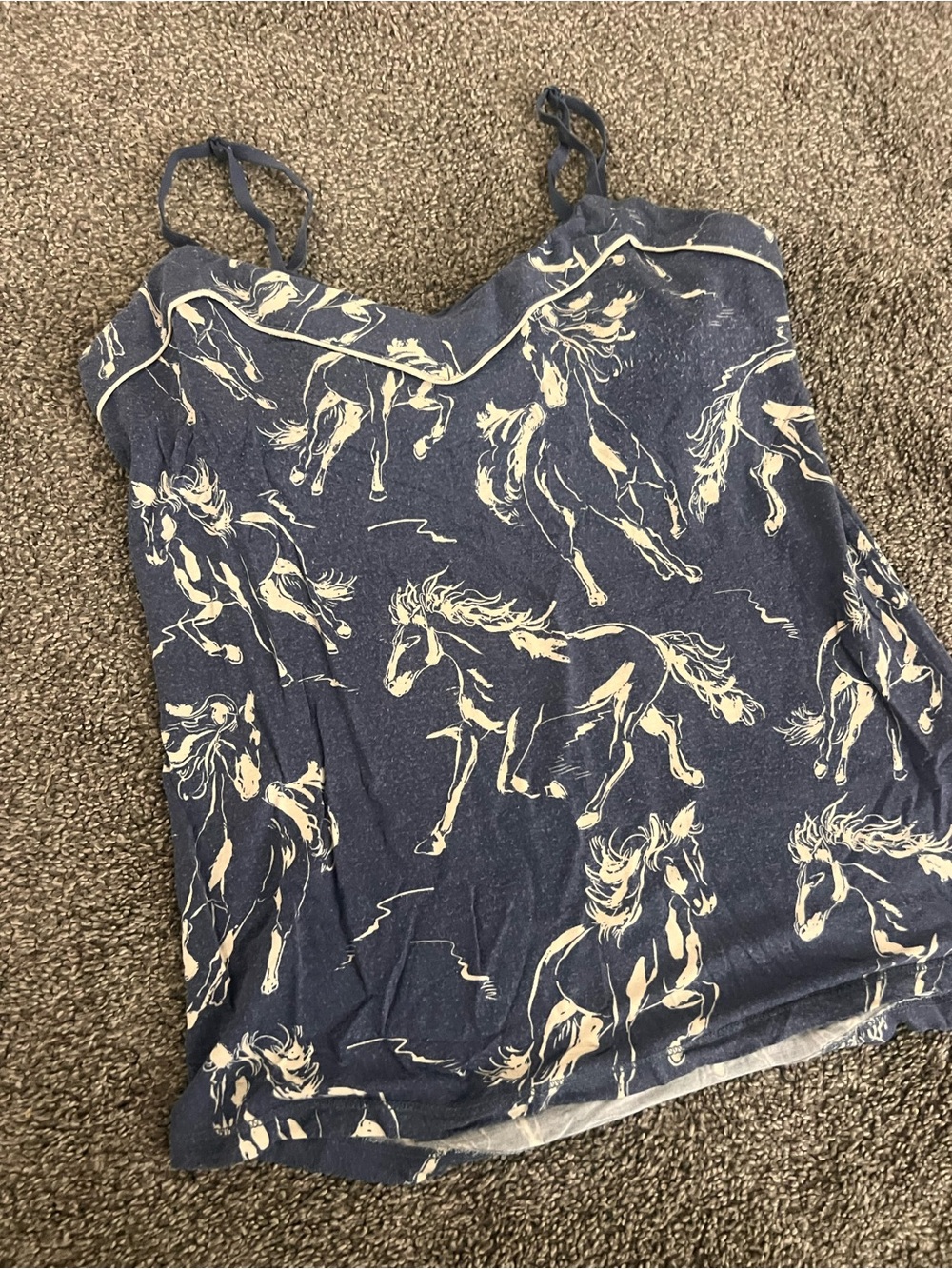 P.J. Salvage Navy and White horse print Sleep Set Size S - Picture 2 of 4